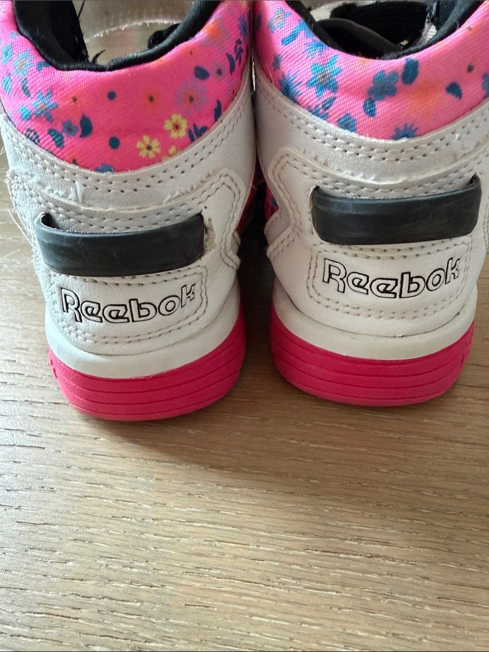 Reebok Kids Pink, White & Teal High-Top Sneakers